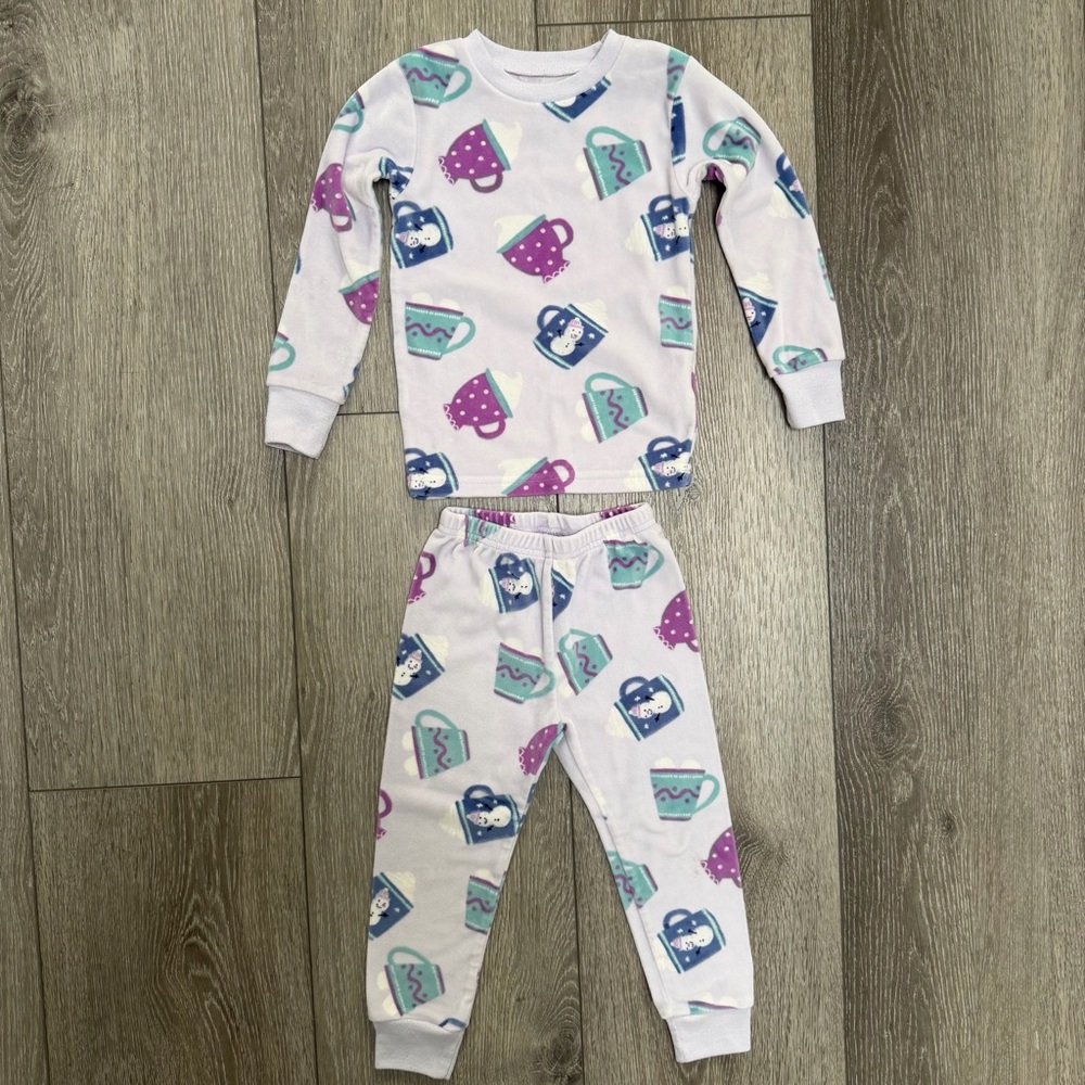 CARTERS 2PC VELOUR SNUG FIT LONG SLEEVE AND PANTS PJ SET WINTER PURPLE 2T